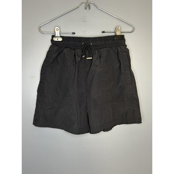 Zara Shorts Womens S Black Elastic High Waist Lightweight Nylon Drawstring - Picture 1 of 10